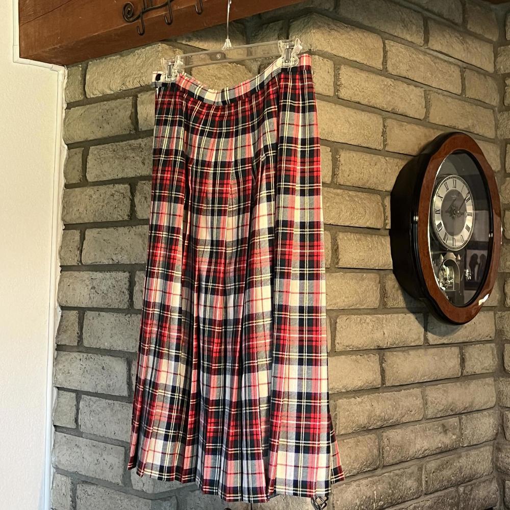 VINTAGE 80's Wool Petite Pendleton Tartan Midi Skirt